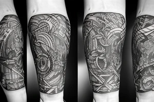 a forearm with many blade tips on it tattoo idea