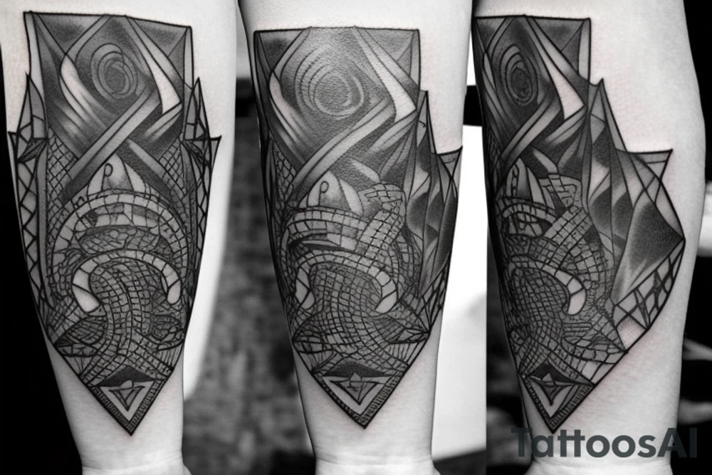 a forearm with many blade tips on it tattoo idea