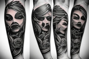 a forearm with many blade tips on it tattoo idea
