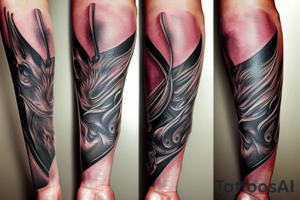 a forearm with many blade tips on it tattoo idea