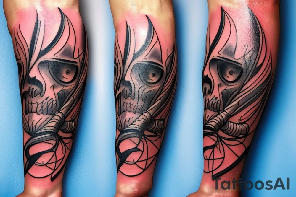 a forearm with many blade tips on it tattoo idea