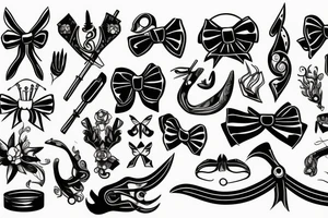 a forearm with many bow tips on it tattoo idea