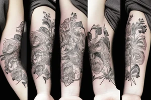 a forearm with many bow tips on it tattoo idea