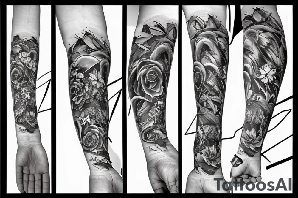 a forearm with many bow tips on it tattoo idea