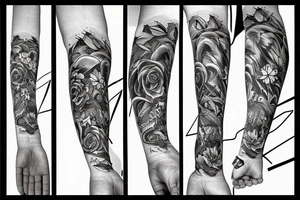 a forearm with many bow tips on it tattoo idea