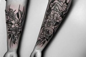 a forearm with many bow tips on it tattoo idea