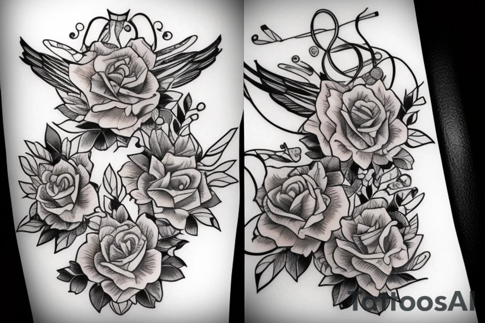 a forearm with many bow tips on it tattoo idea