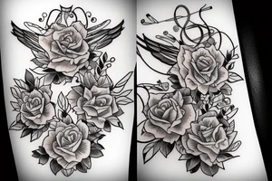 a forearm with many bow tips on it tattoo idea
