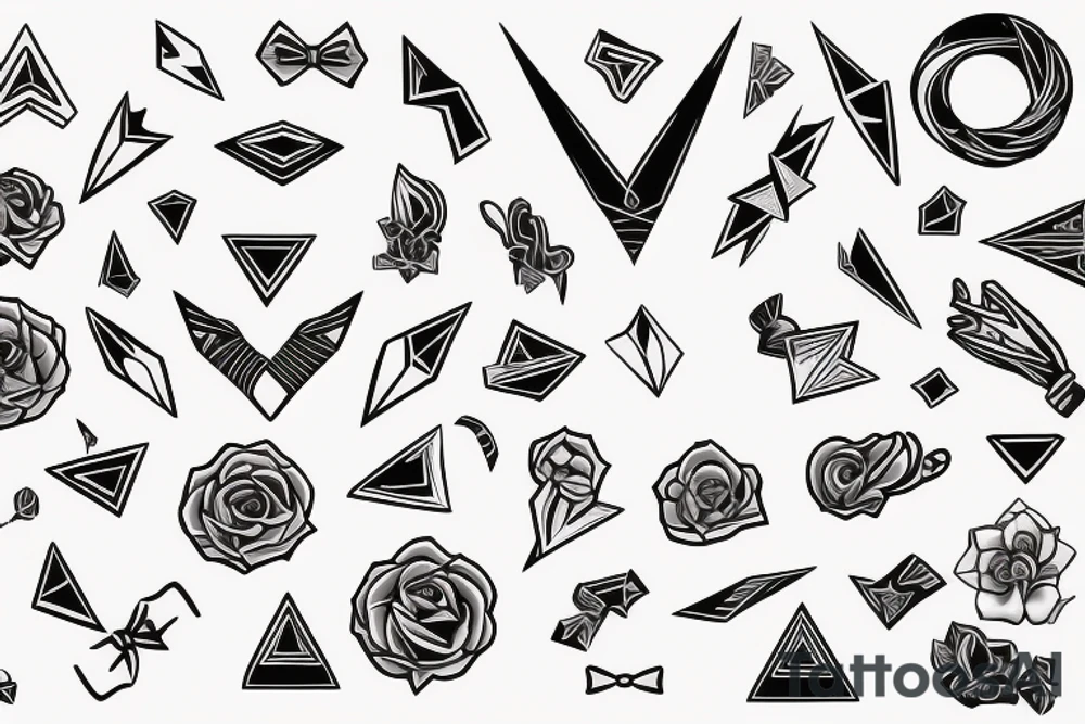 a forearm with many bow tips on it tattoo idea