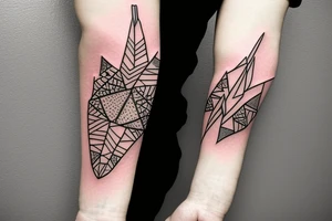 a forearm with many bow tips on it tattoo idea