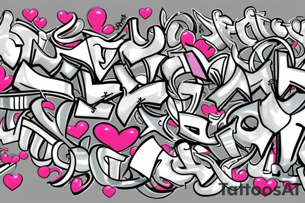 graffiti bows tip tattoo idea