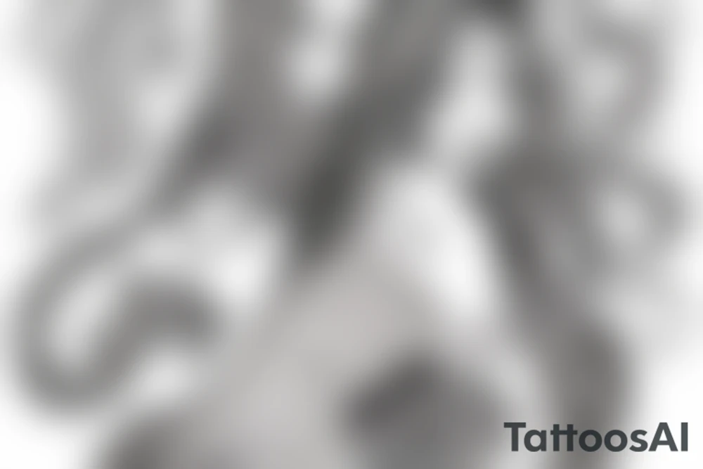 mermaid with fine lines swimming tattoo idea
