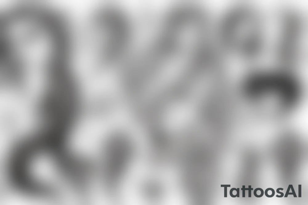 mermaid with fine lines swimming tattoo idea
