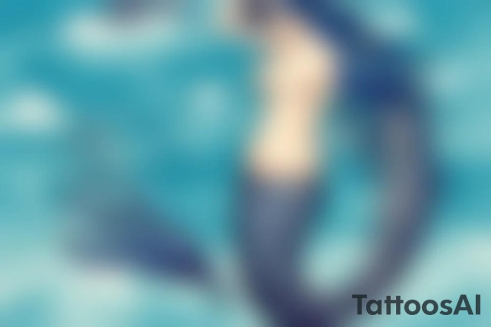 mermaid with fine lines
add ocean esthetics like seashells, pearls, seaweeds, starfish... tattoo idea