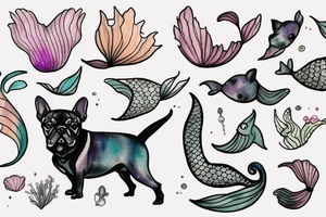 French bulldog with a mermaid tail tattoo idea