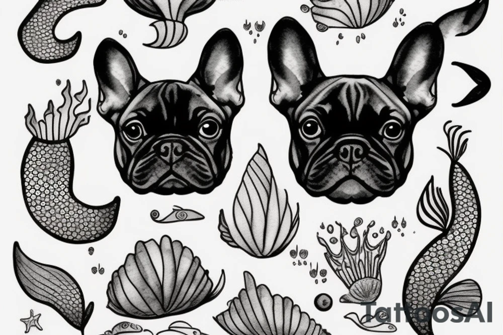 French bulldog with a mermaid tail tattoo idea