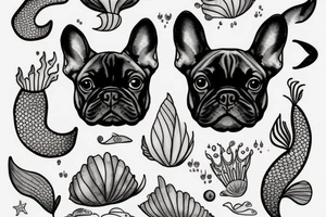 French bulldog with a mermaid tail tattoo idea