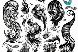 wave with a mermaid tail tattoo idea