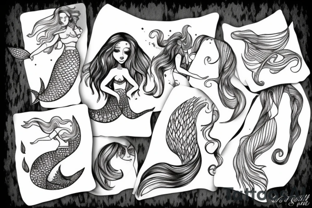 wave with a mermaid tail tattoo idea