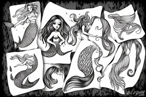 wave with a mermaid tail tattoo idea