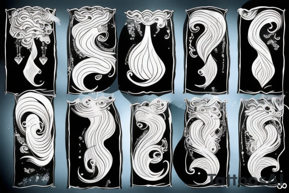 wave with a mermaid tail tattoo idea