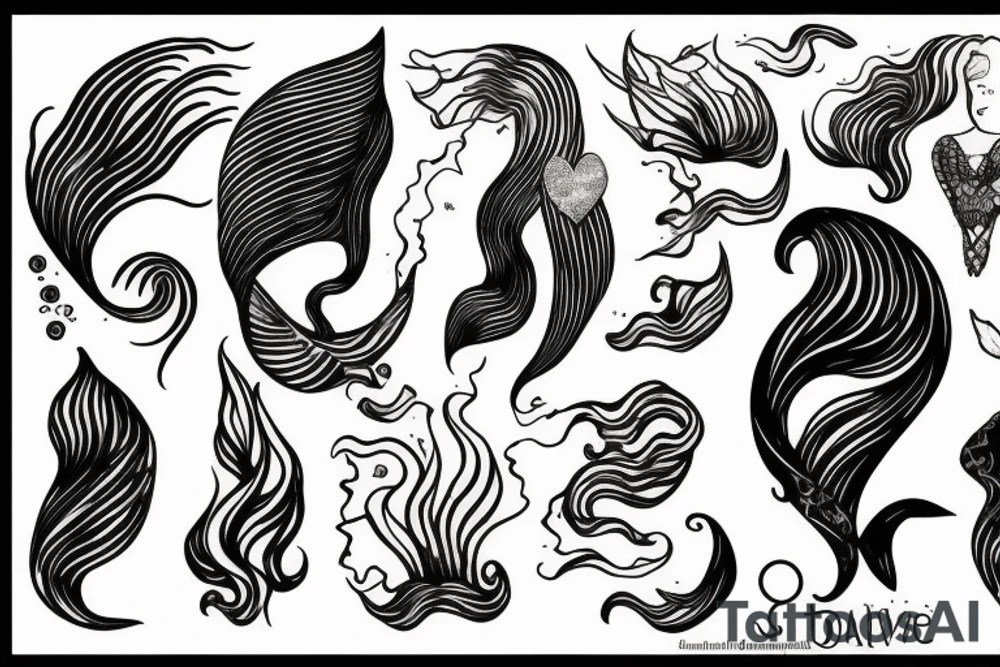 wave with a mermaid tail tattoo idea