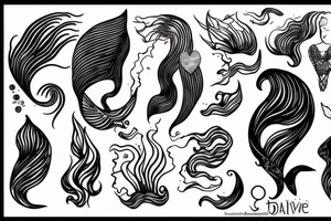 wave with a mermaid tail tattoo idea
