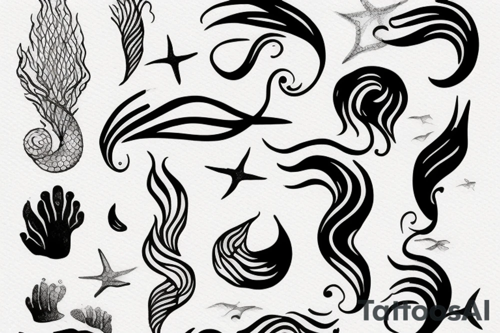 wave with a mermaid tail tattoo idea