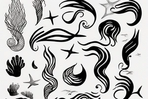 wave with a mermaid tail tattoo idea