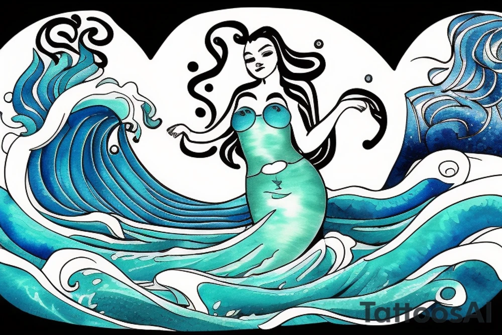 ocean wave with a mermaid tail tattoo idea