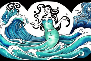 ocean wave with a mermaid tail tattoo idea