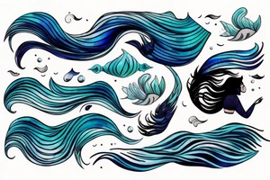 ocean wave with a mermaid tail tattoo idea