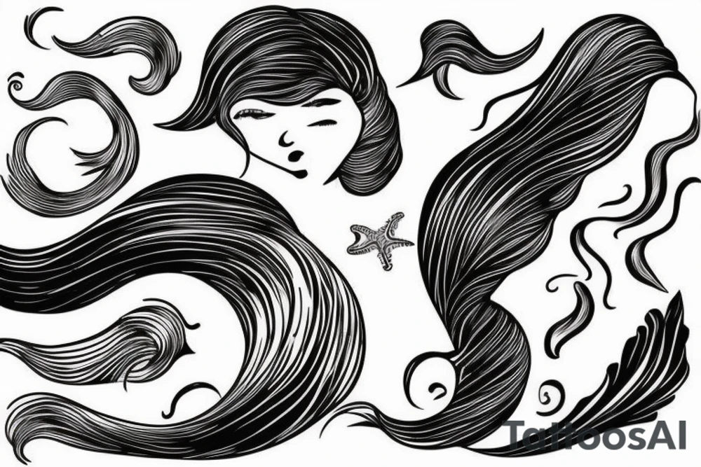 ocean wave and a mermaid tail tattoo idea