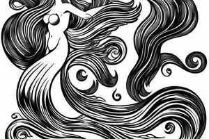 ocean wave and mermaid tail tattoo idea
