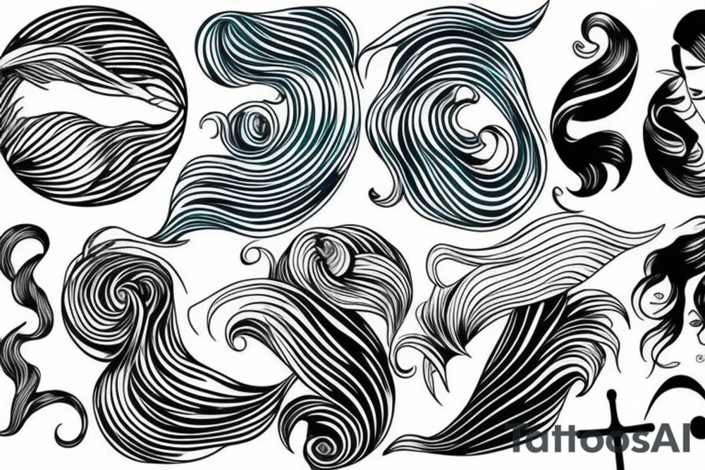 ocean wave and mermaid tail tattoo idea