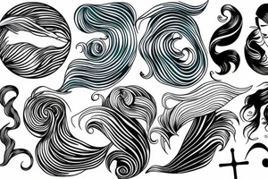 ocean wave and mermaid tail tattoo idea