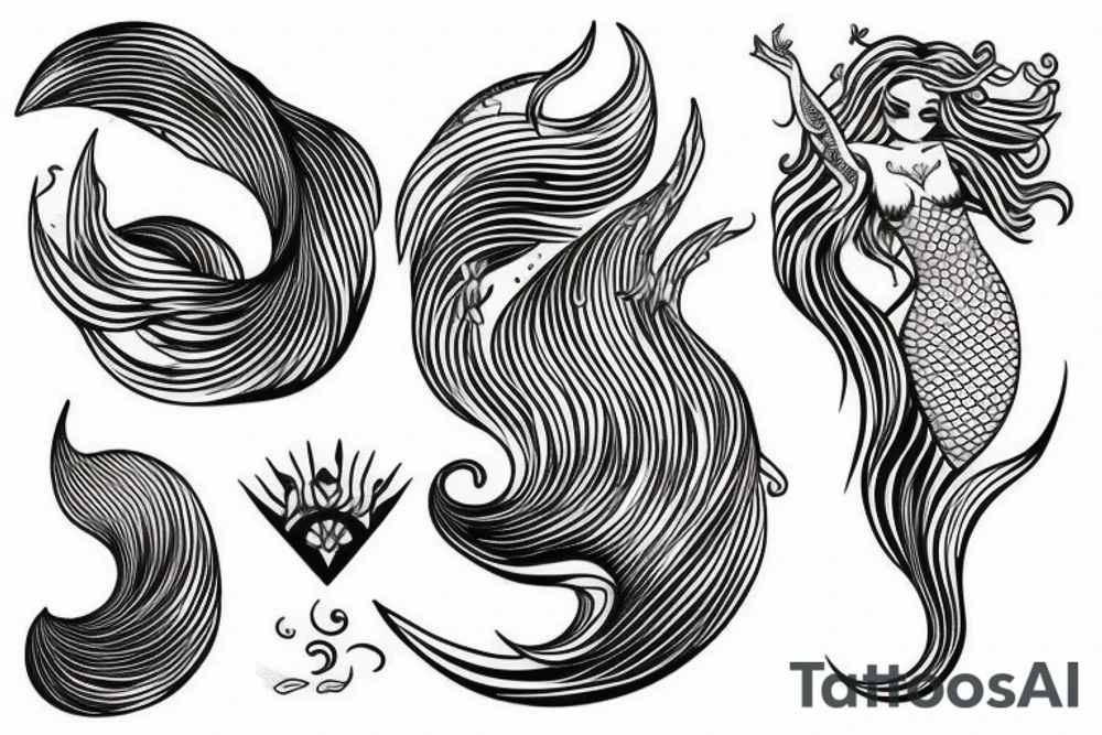 an ocean wave
a mermaid tail only tattoo idea