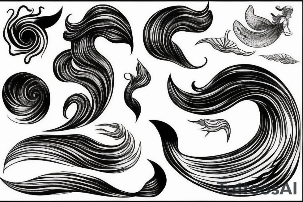 an ocean wave
a mermaid tail only
no color tattoo idea