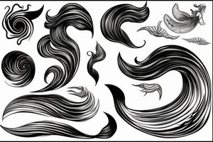 an ocean wave
a mermaid tail only
no color tattoo idea