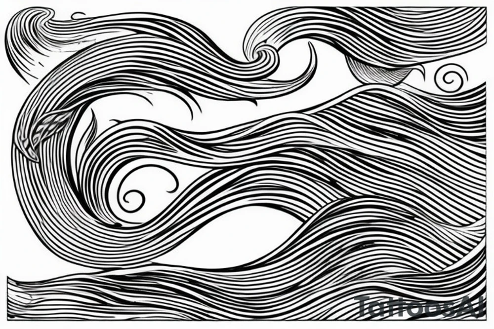 an ocean wave
a mermaid tail only
no color tattoo idea