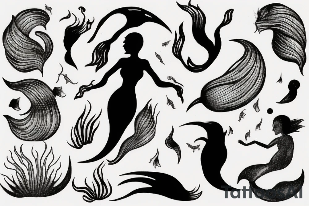 a mermaid silhouette 
mysterious tattoo idea