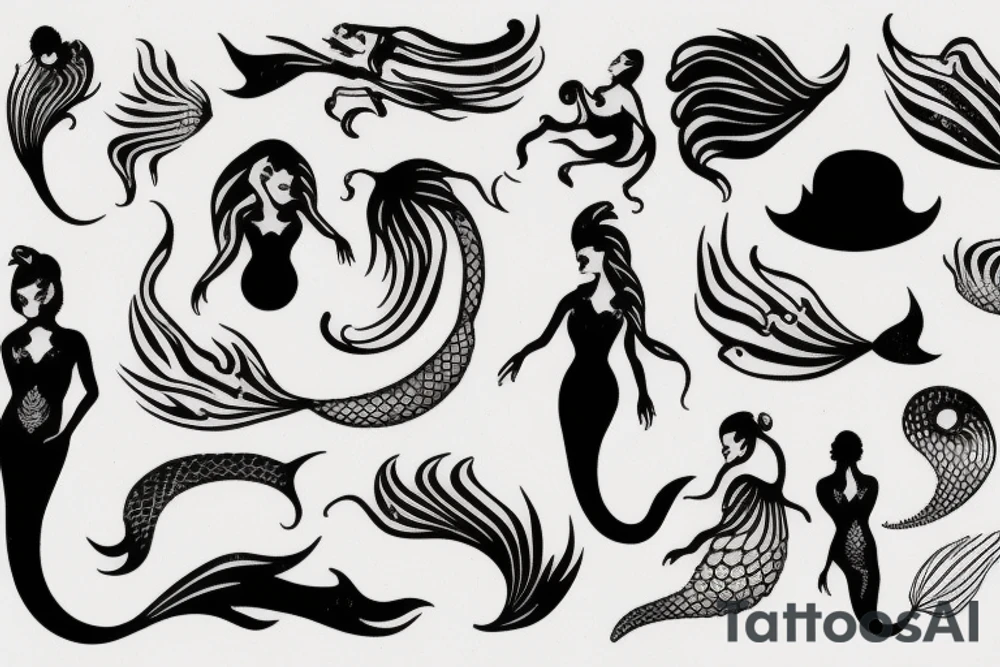 a mermaid silhouette 
mysterious tattoo idea