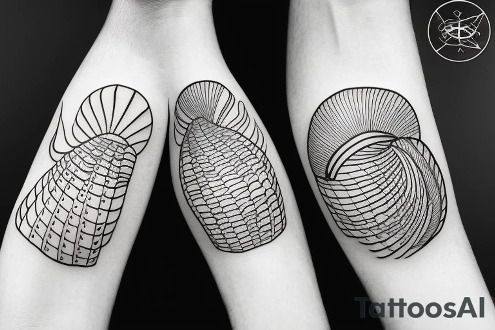 seashell with very fine lines tattoo idea