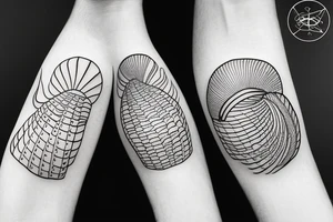 seashell with very fine lines tattoo idea