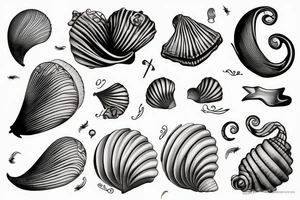 seashell with very fine lines tattoo idea