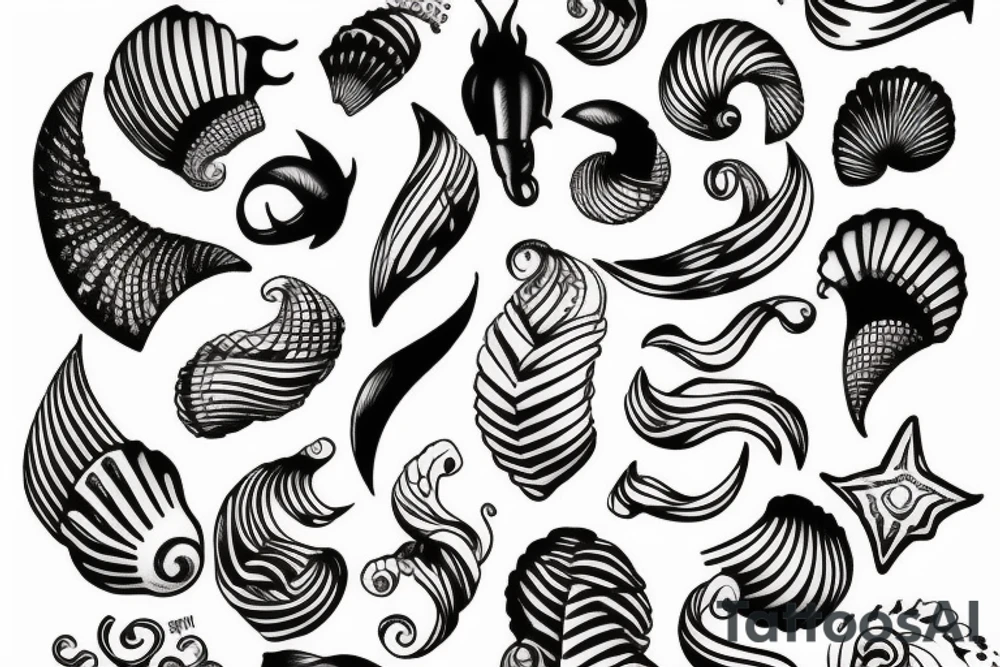 seashell in one line tattoo idea