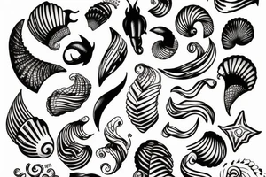 seashell in one line tattoo idea
