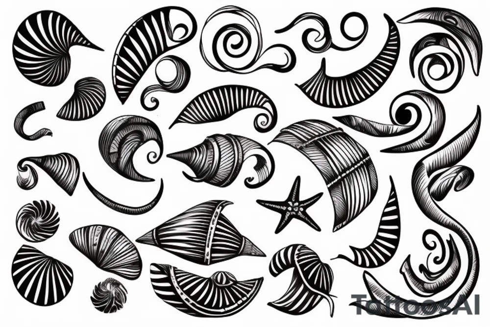 seashell in one line tattoo idea