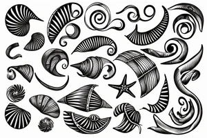 seashell in one line tattoo idea