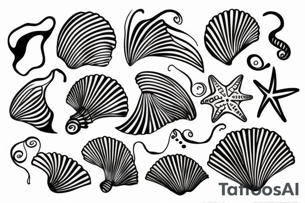 seashell in one line tattoo idea